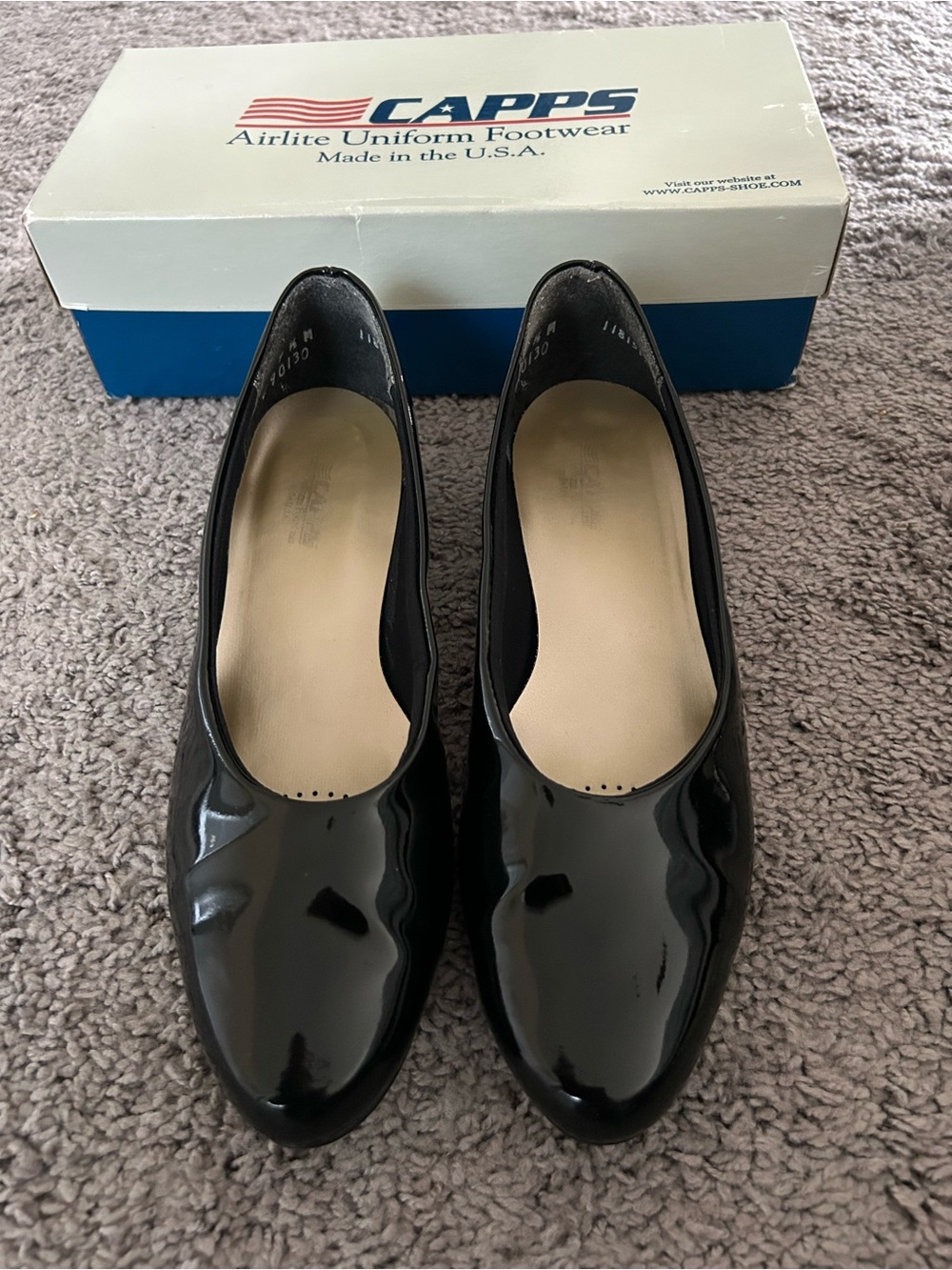 Capps Women's Black Patent Leather Pumps Navy Uniform Regulation 9.5 Medium